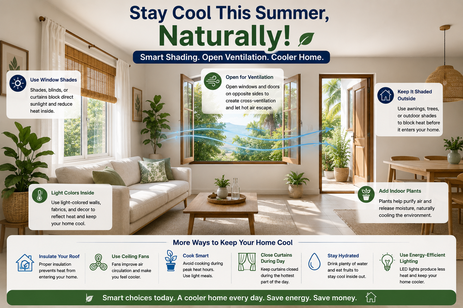 Whole house summer cooling strategies