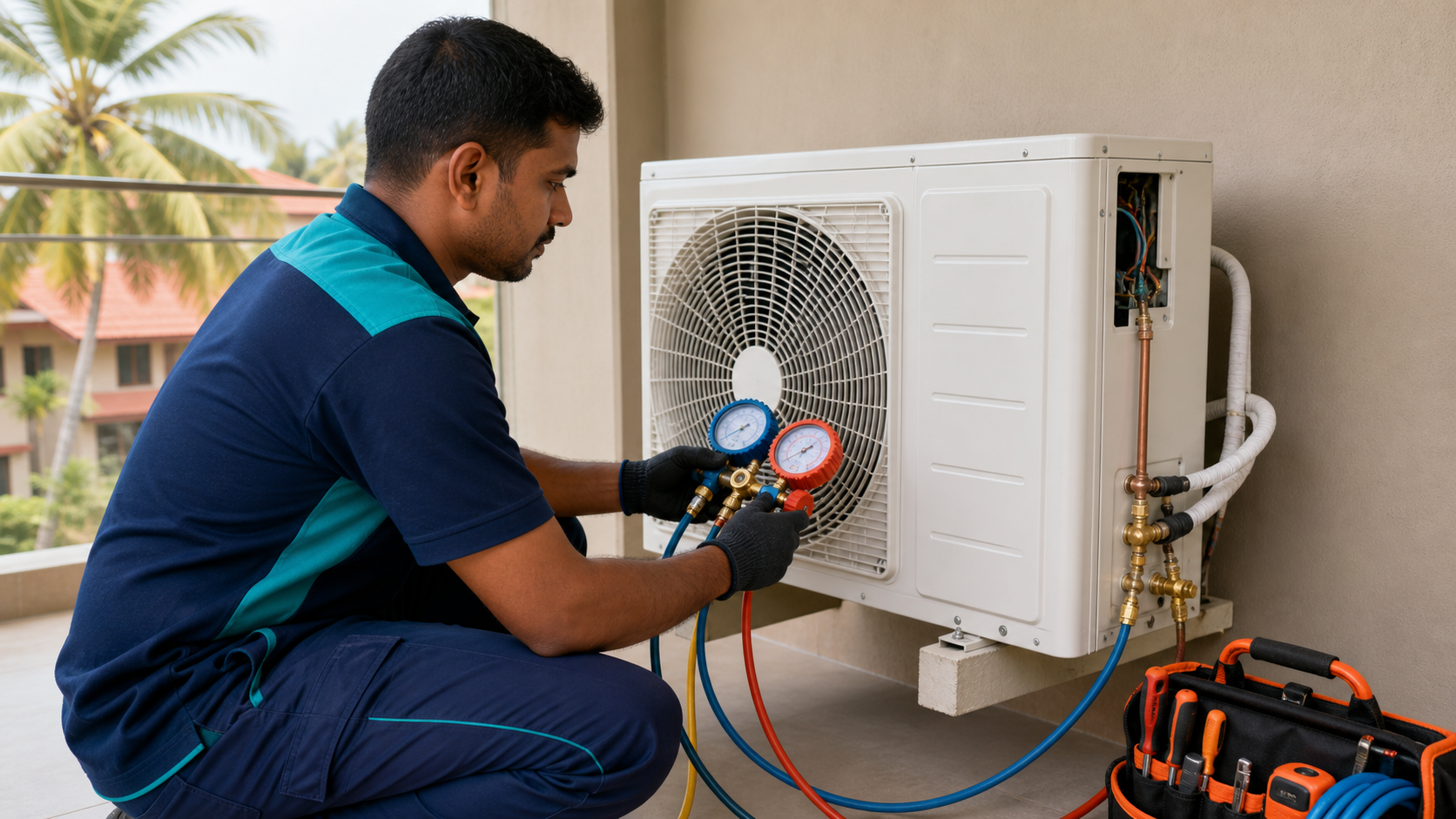 AC gas filling and outdoor unit repair service in Dabolim Goa