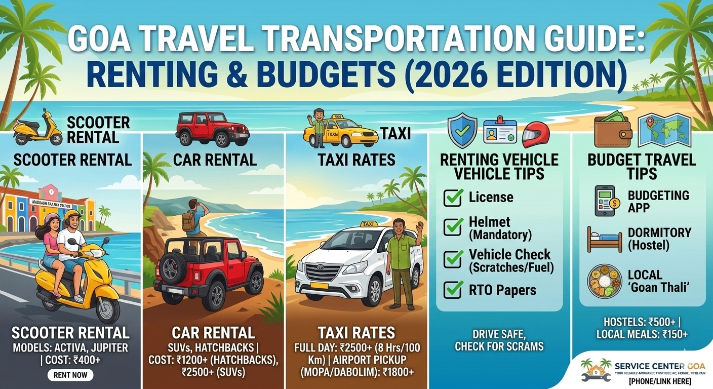 Goa Travel Guide 2026: Car, Scooter Rental and Taxi Rates Explained